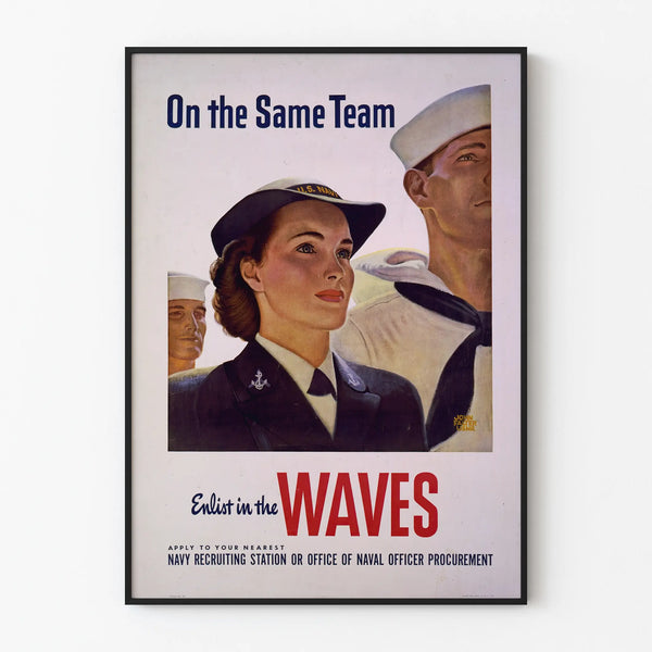 Vintage Marine Poster US On the Same Team - Military Wall Decoration