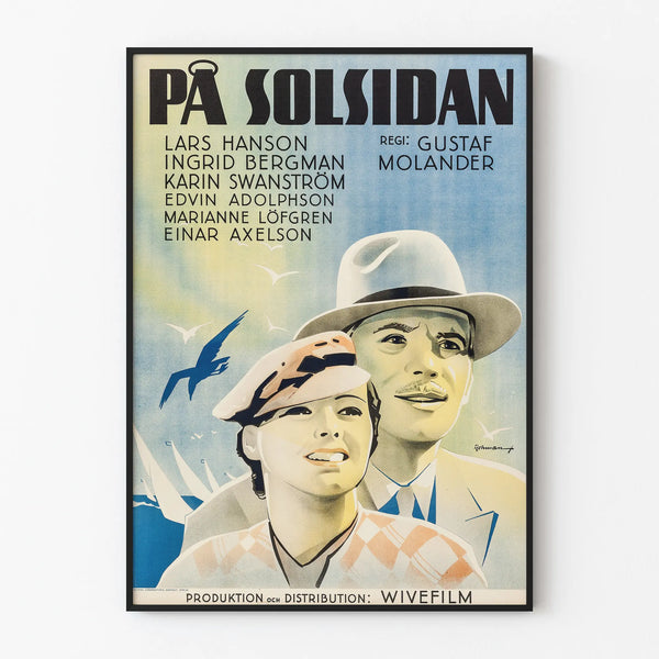 Vintage Swedish poster 'På Solsidan' Art Deco style for wall decoration