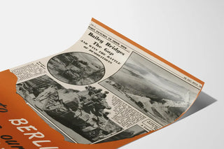 Historical military poster 'On to Berlin Across Our Baileys' vintage in black and white