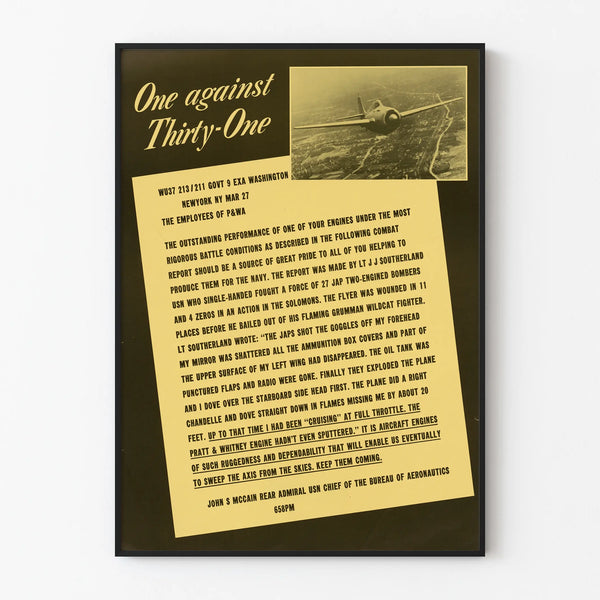 Vintage poster of aerial combat 'One Against Thirty-One'