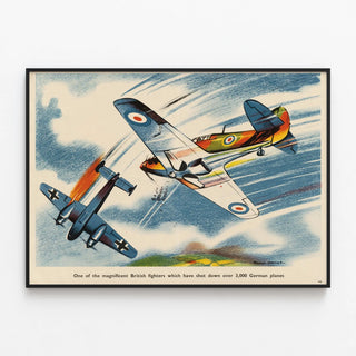 British Combat Aircraft Poster - Historic Wall Decoration — framed artwork on a wall