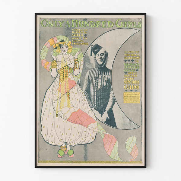 Vintage poster Only a Hundred Girls - Retro musical wall decoration