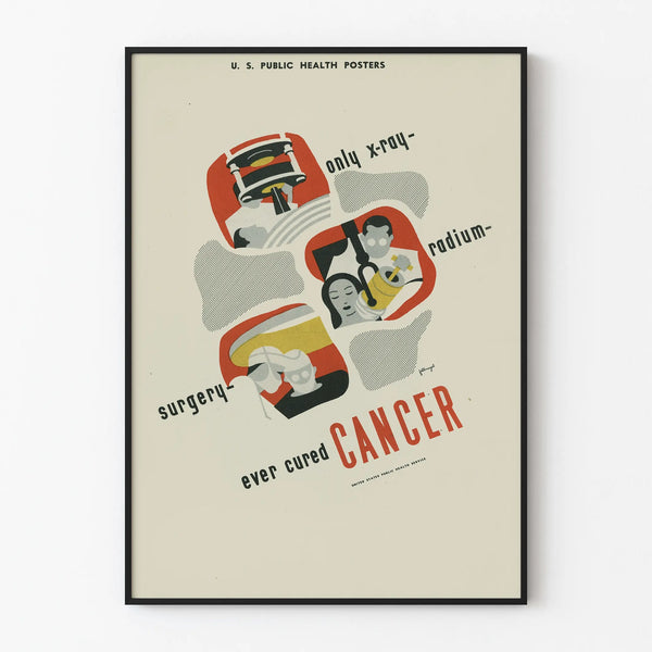 Vintage American public health poster on cancer treatment