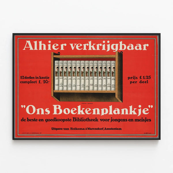Vintage Poster Ons Boekenplankje - Retro Wall Decoration for Bookshelf — framed artwork on a wall