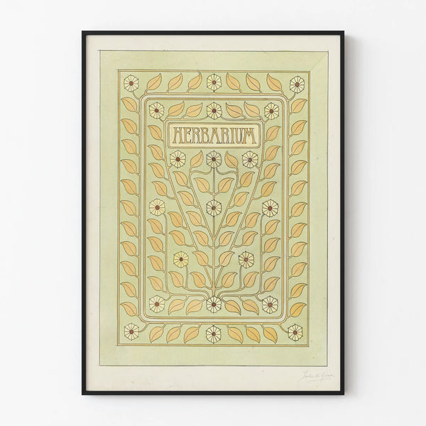 Stylized floral pattern herbarium poster for wall decoration