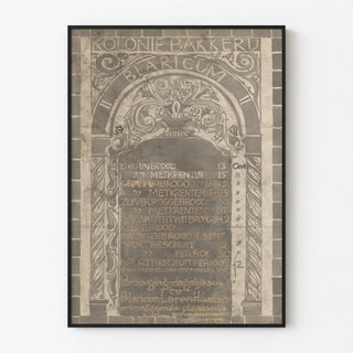 Vintage Price List Poster - Kolonie Bakery Blaricum