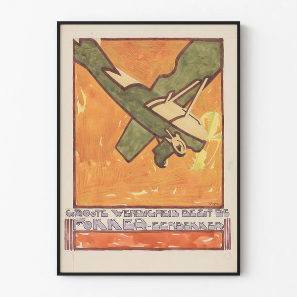 Vintage Fokker Eendekker airplane poster wall decoration