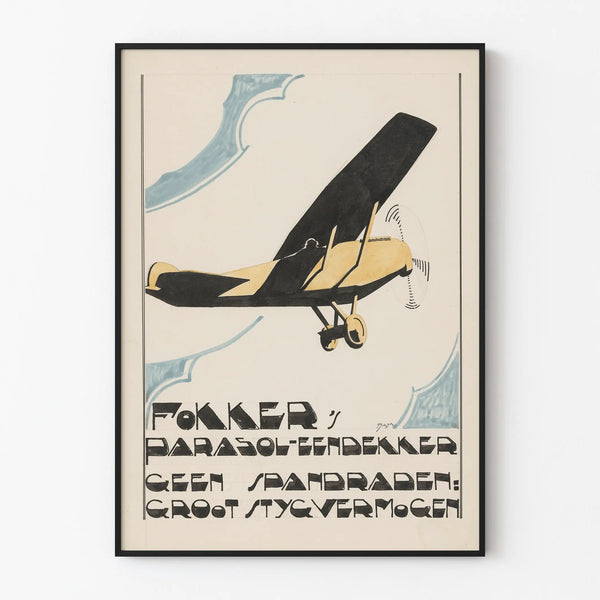 Vintage poster Fokker Parasol Eendekker - Aeronautical wall decoration