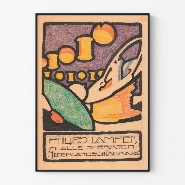 Vintage Philips poster with Art Deco lamp design