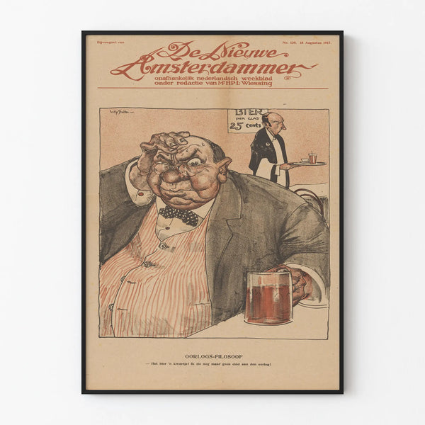 Vintage poster Oorlogs-Filosoof - Historical caricature style wall decoration