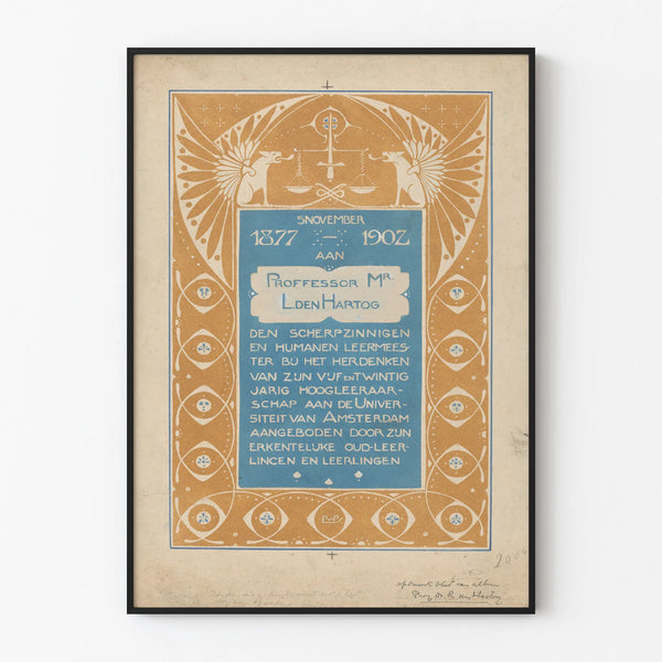 Vintage commemorative poster for Professor L. den Hartog