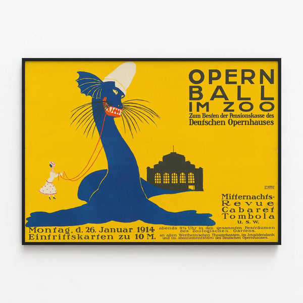 Vintage poster of the Opera at the Zoo – Artistic wall decoration — framed artwork on a wall