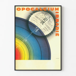 Vintage poster Opocalcium irradiated Earth with sun globe