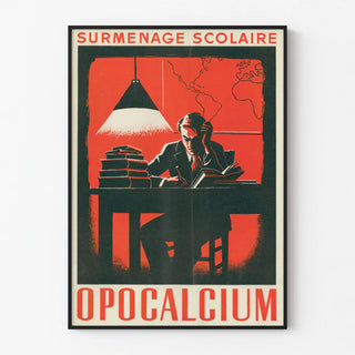 Vintage poster on academic overwork Opocalcium