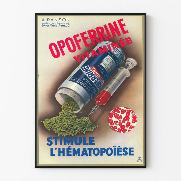 Vintage Medical Advertising Poster for OPOFERRINE Vitamin