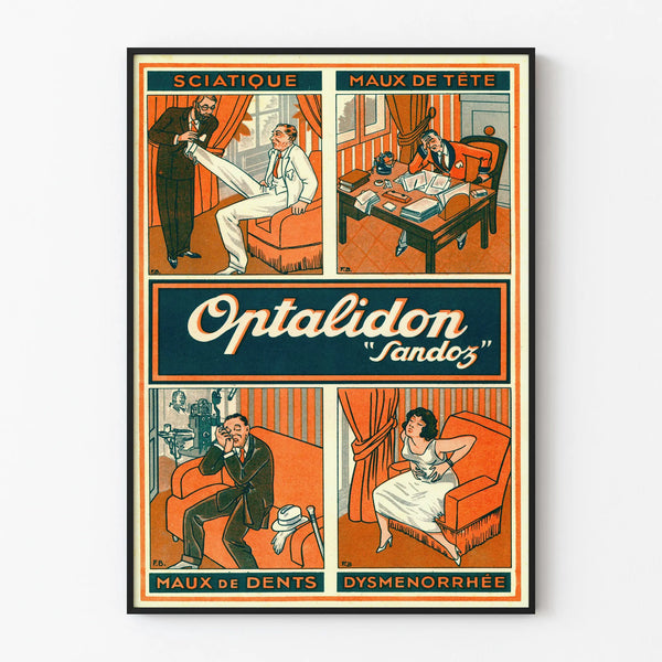 Vintage Optalidon Sandoz Poster - Annual Medical Advertisement