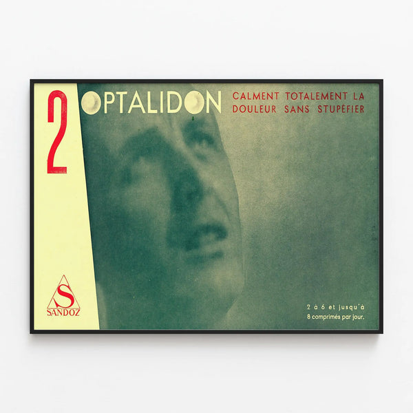 Vintage Optalidon Poster - Retro Pharmaceutical Wall Decoration — framed artwork on a wall