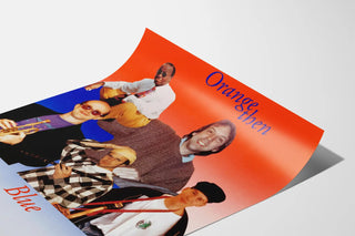 Orange Then Blue Poster in Gradient Orange and Blue with Portraits