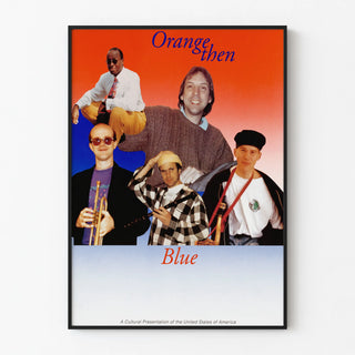 Orange Then Blue Poster in Gradient Orange and Blue with Portraits