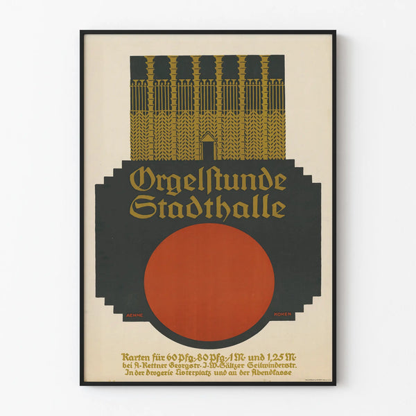 Decorative poster Orgelstunde Stadthalle Hannover vintage style