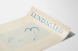 Vintage Lundagård poster with abstract blue design