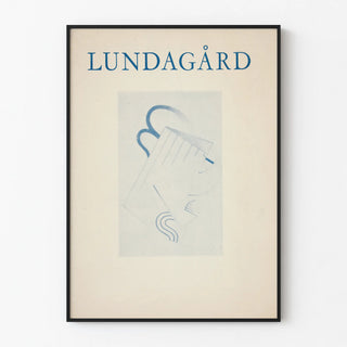 Vintage Lundagård poster with abstract blue design
