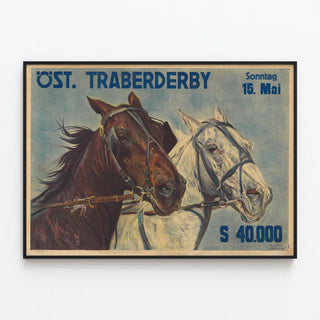 Vintage Poster of the Austrian Trotting Race — framed artwork on a wall