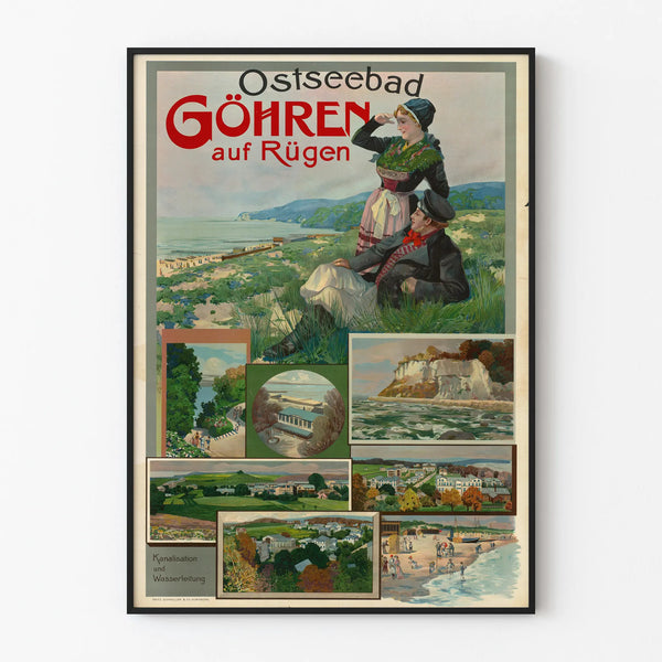 Vintage decorative poster of Ostseebad Göhren on Rügen