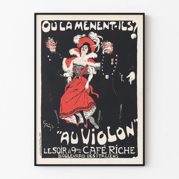 Vintage poster 'Where do they lead them to the violin' wall decoration