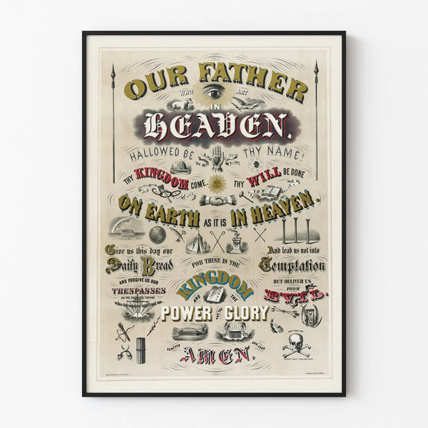 Typographic Poster Our Father - Vintage Wall Decoration