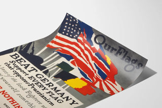 Vintage patriotic poster against Prussianism – Support for Allied flags