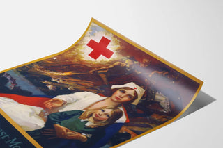Vintage Poster with Red Cross Theme of Motherhood and Protection