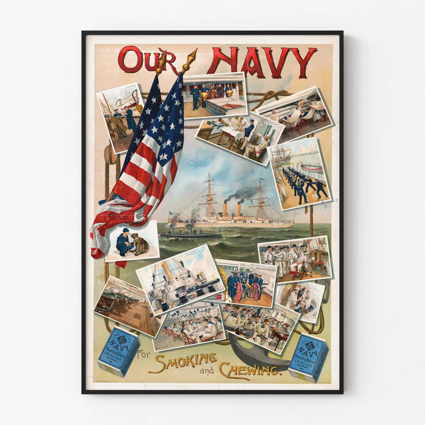 Vintage American Marine Poster Our Navy Decorative