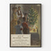 Vintage Christmas family atmosphere poster with illuminated pine tree