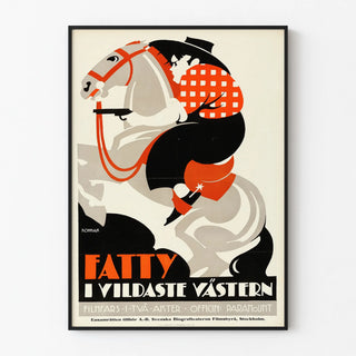 Vintage Western Poster with Rider Holding a Revolver