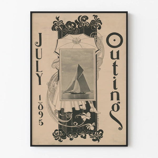 Vintage Poster Released in July 1895 - Sailboat and Art Nouveau Illustration
