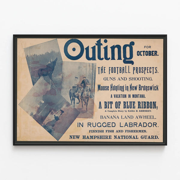Vintage Poster Outing for October - Nature and Adventure Wall Decoration — framed artwork on a wall
