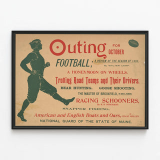 Vintage Football and Leisure Poster from October 1895 — framed artwork on a wall