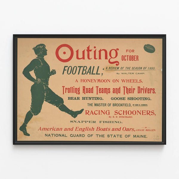 Vintage Football and Leisure Poster from October 1895 — framed artwork on a wall