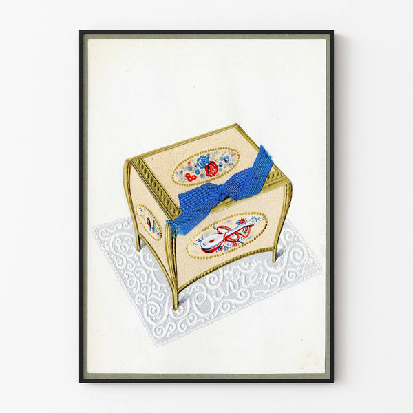 Vintage Poster Decorative Box with Blue Bow Artem Legrand