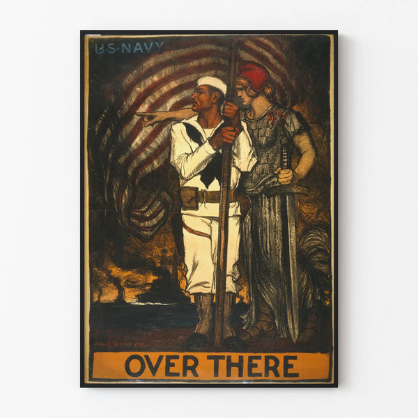 Vintage Poster U.S. Navy Over There - Military Wall Decoration