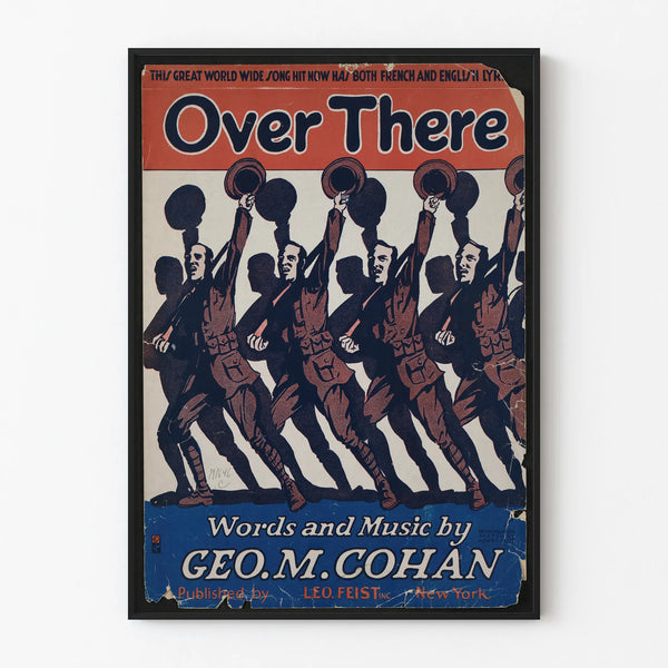 Vintage Poster Over There - Decorative Musical Score