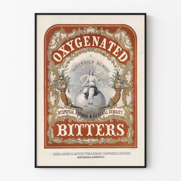 Vintage Poster for Oxygenated Bitters Remedy Against Fever and Asthma