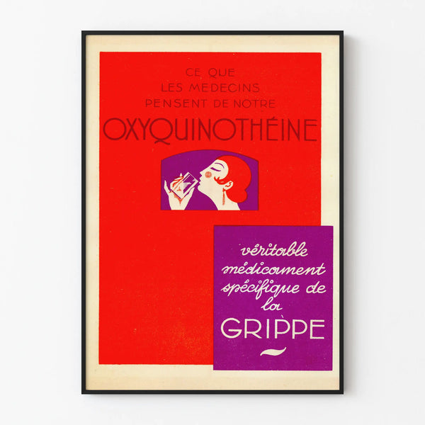 Vintage poster of Oxinequinothine medicine and flu