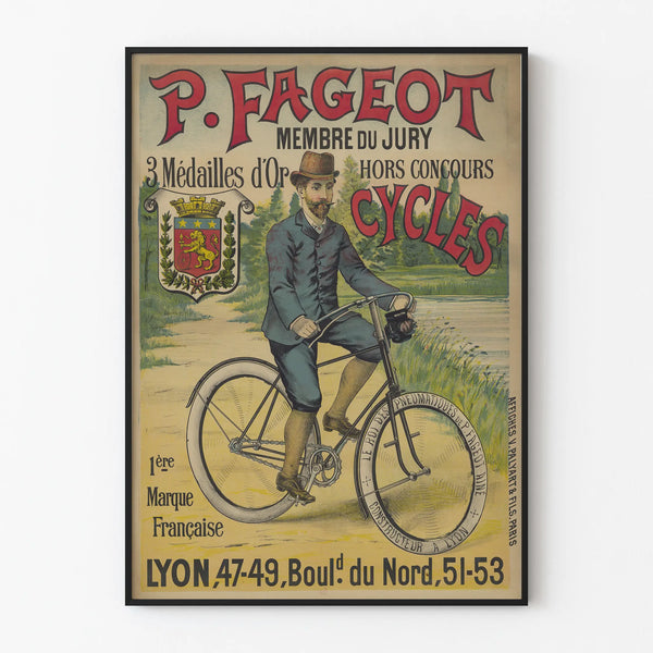 Vintage poster cycles P. Fageot French brand Lyon