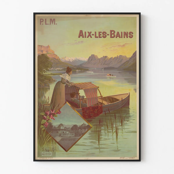 Vintage decorative poster of Aix-les-Bains by P.L.M.