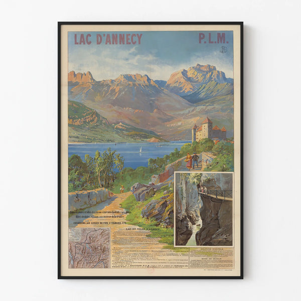 Vintage poster of Lake Annecy P.L.M. wall decoration