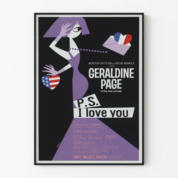 Vintage decorative poster P.S. I Love You - Retro graphic style