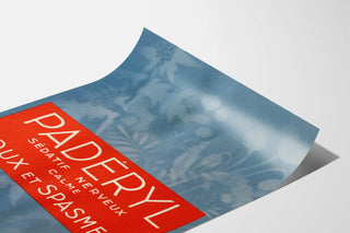 Vintage advertising poster for PADÉRYL, a nerve sedative for coughs and spasms
