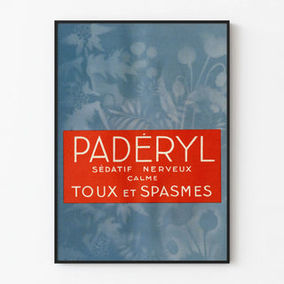 Vintage advertising poster for PADÉRYL, a nerve sedative for coughs and spasms